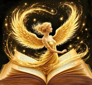 Gif animé ange femme et livre